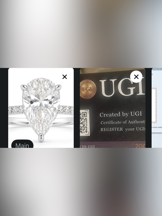 UGI Certified Jewelry - 4ct. Pear-Cut Moissonite Solitaire Ring w/COA